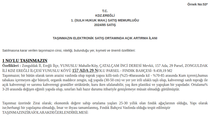 Satılık Bahçe - Zonguldak Ereğli