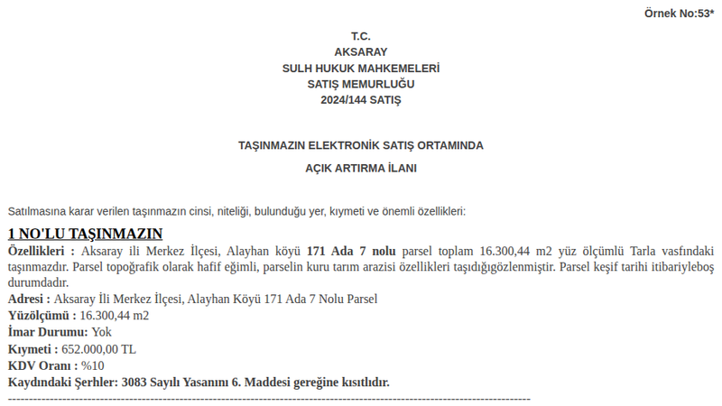 Arsa/Arazi - AKSARAY MERKEZ - 300,44 m²