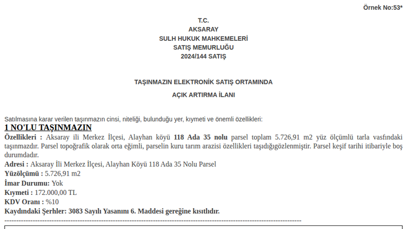 Arsa/Arazi - AKSARAY MERKEZ - 726,91 m²