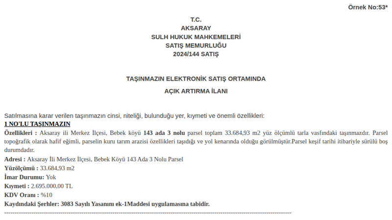 Arsa/Arazi - AKSARAY MERKEZ - 684,93 m²