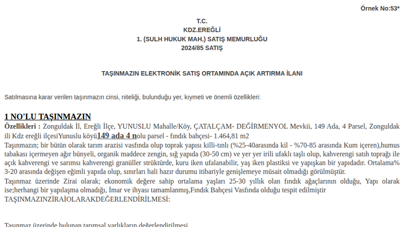 Satılık Bahçe - Zonguldak Ereğli