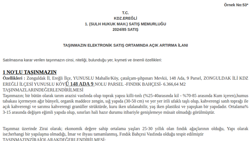 Satılık Bahçe - Zonguldak Ereğli