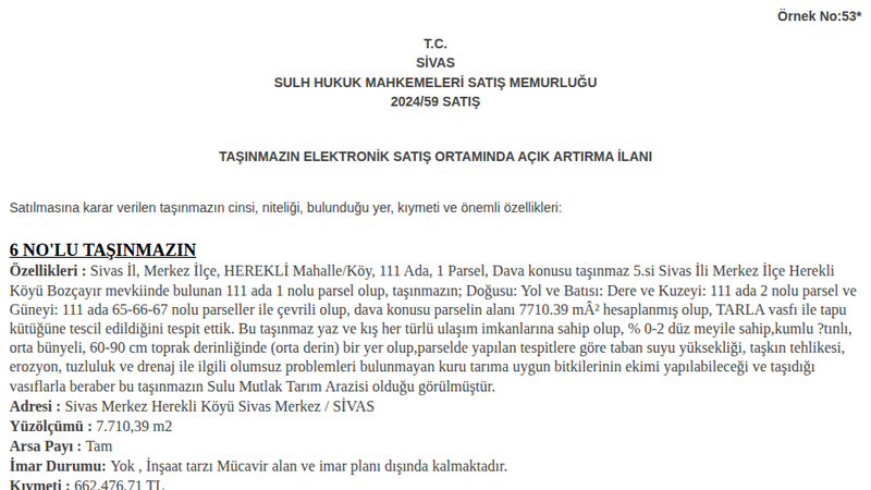 Arsa/Arazi - SİVAS MERKEZ - 7.710,39 m²