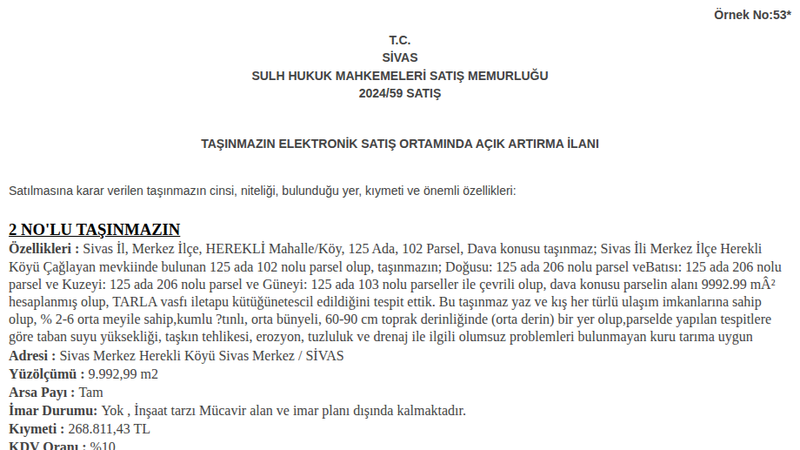 Arsa/Arazi - SİVAS MERKEZ - 9.992,99 m²