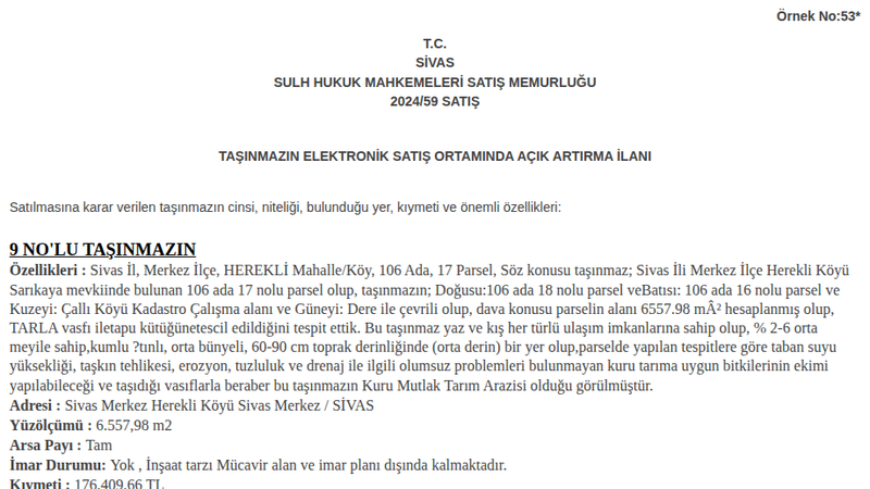 Arsa/Arazi - SİVAS MERKEZ - 6.557,98 m²