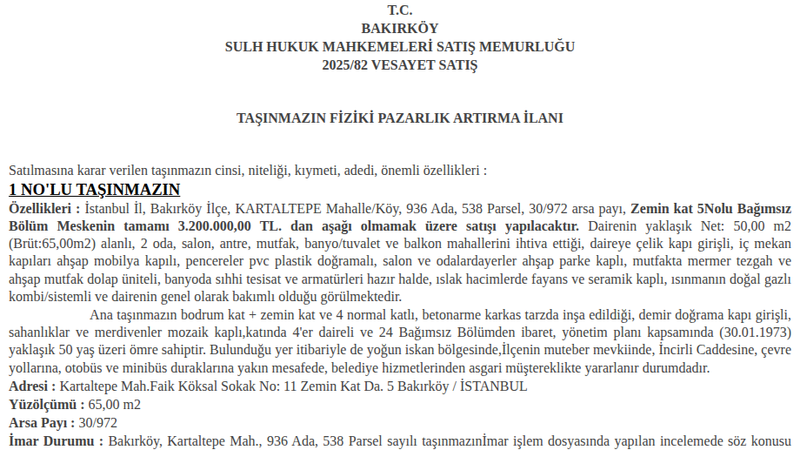 Satılık Konut - İstanbul Bakırköy