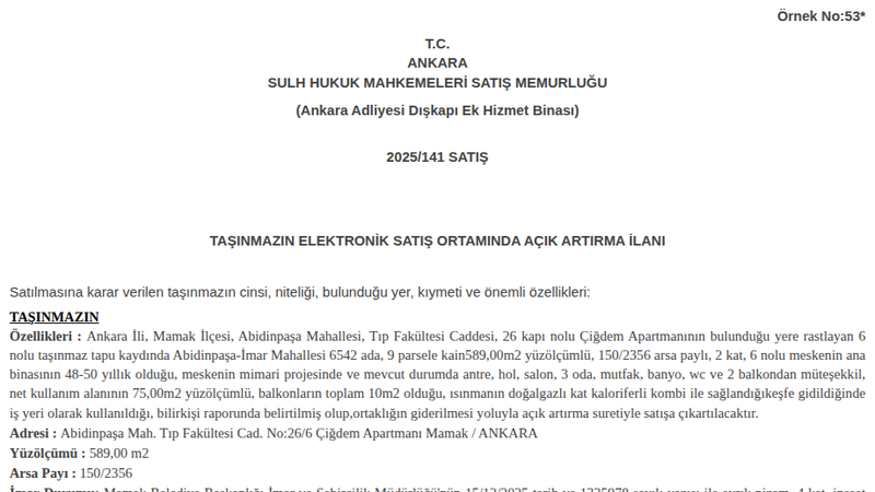 Arsa/Arazi - ANKARA MAMAK - 589 m²