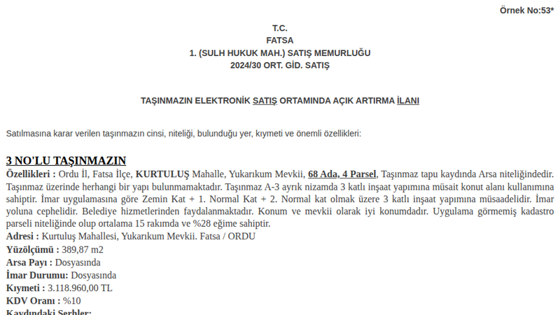 Konut - ORDU FATSA - 389,87 m²