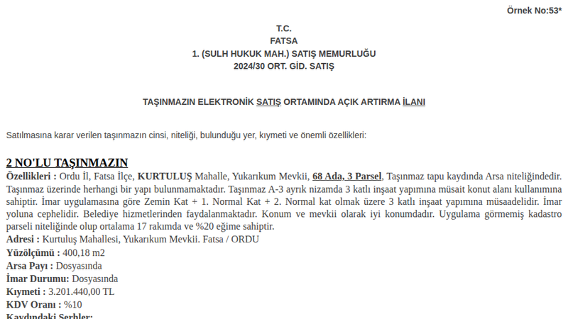 Konut - ORDU FATSA - 400,18 m²