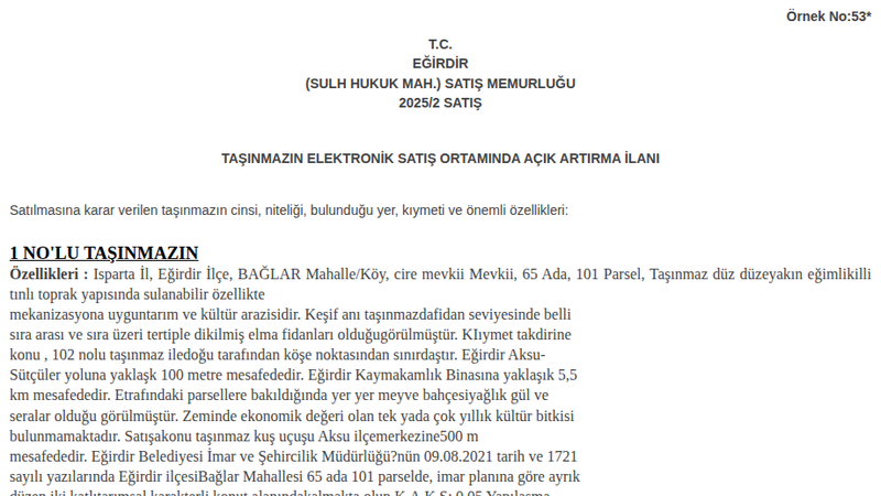 Konut - ISPARTA EĞİRDİR