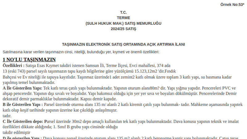 Arsa/Arazi - SAMSUN TERME - 123,12 m²