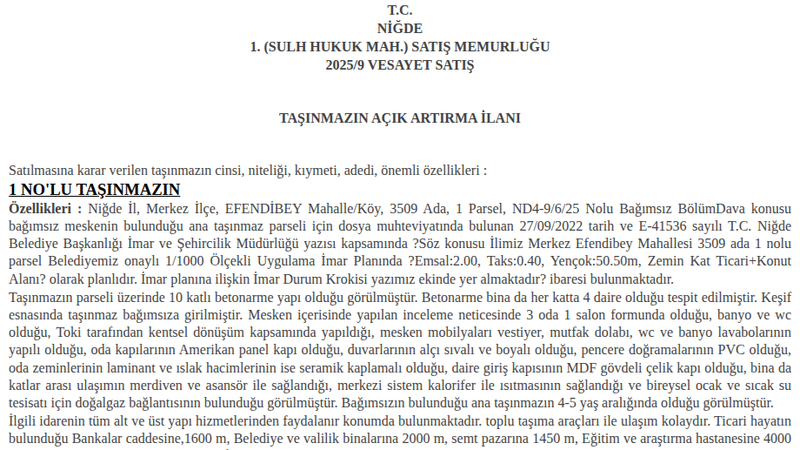 Satılık Daire - Niğde Merkez