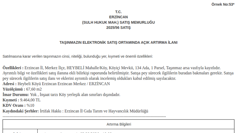 Arsa/Arazi - ERZİNCAN MERKEZ - 67,60 m²