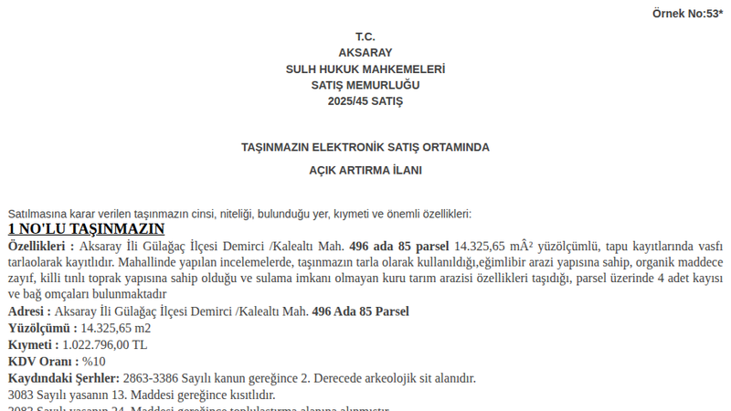 Arsa/Arazi - AKSARAY GÜLAĞAÇ - 325,65 m²