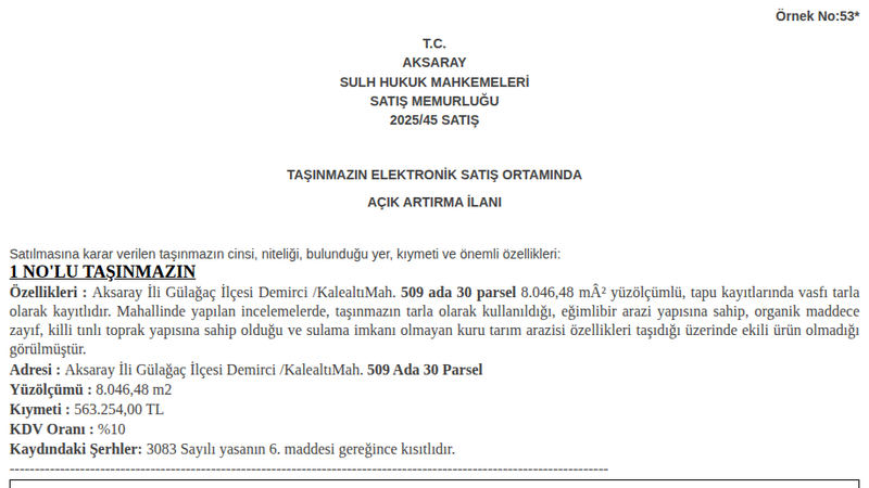 Arsa/Arazi - AKSARAY GÜLAĞAÇ - 46,48 m²