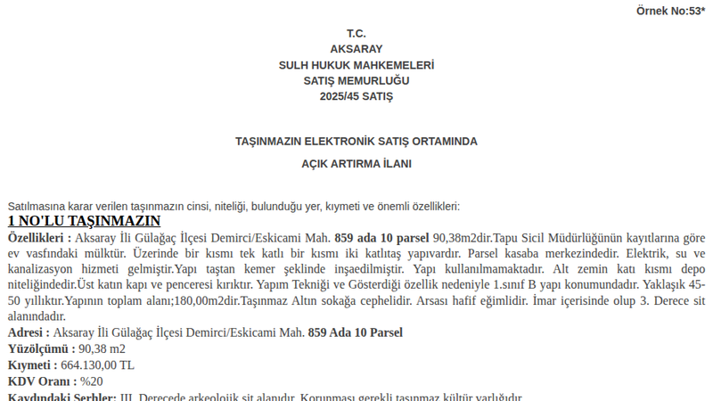 Satılık Depo - Aksaray Gülağaç