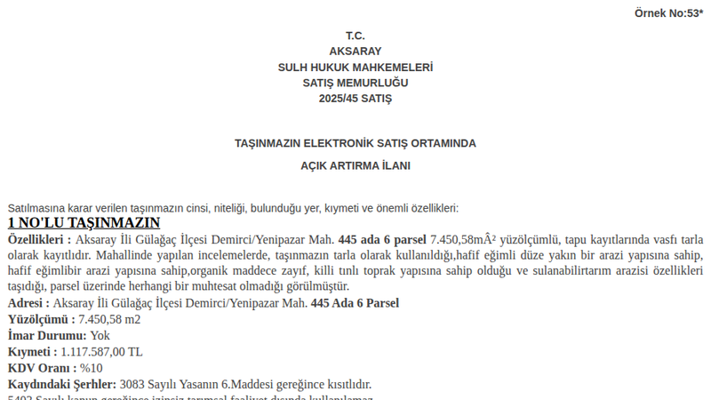 Arsa/Arazi - AKSARAY GÜLAĞAÇ - 450,58 m²