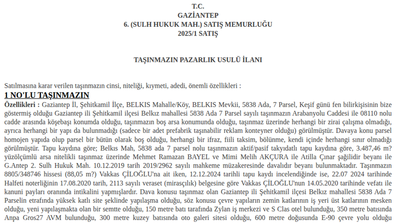 Konut - GAZİANTEP ŞEHİTKAMİL - 487,46 m²
