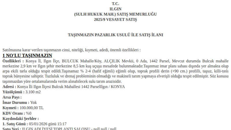 Arsa/Arazi - KONYA ILGIN