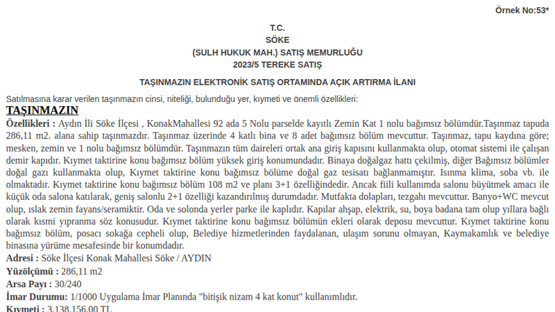 Konut - AYDIN SÖKE - 286,11 m²