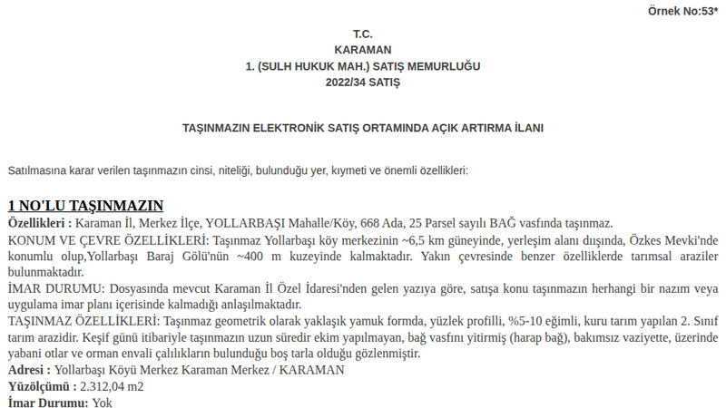 Satılık Tarla - Karaman Merkez