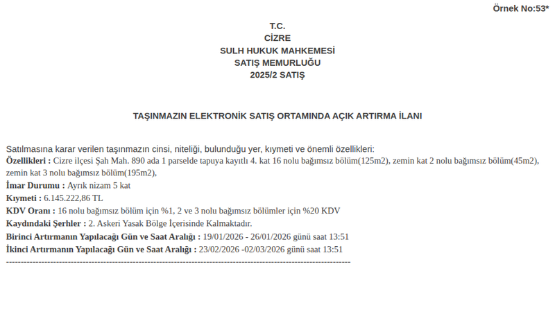 Satılık Konut - Şırnak Cizre