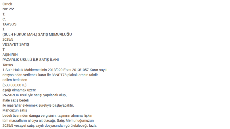 Otomobil - MERSİN KAT TARSUS