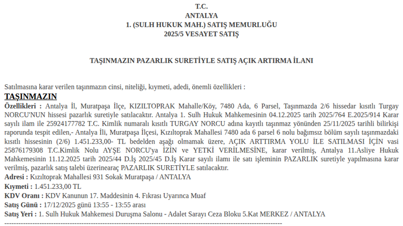 Konut - ANTALYA MURATPAŞA