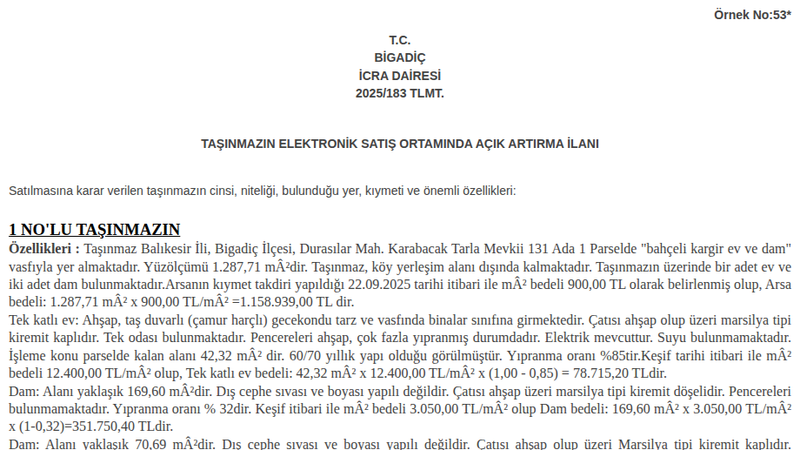 Arsa/Arazi - BALIKESİR BİGADİÇ - 287,71 m²