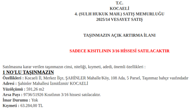 Satılık Arsa/Arazi - Kocaeli Merkez