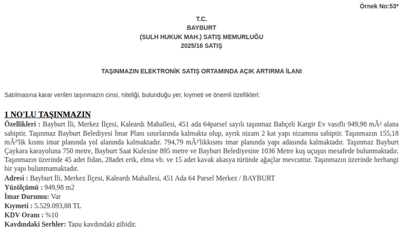 Satılık Konut - Bayburt Merkez