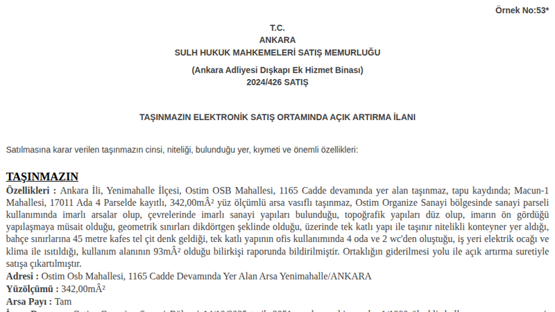 Satılık Arsa/Arazi - Ankara Yenimahalle