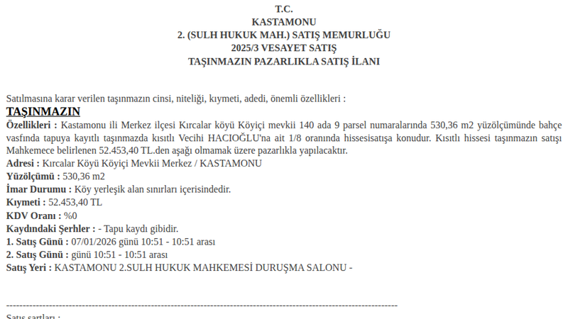 Arsa/Arazi - KASTAMONU MERKEZ - 530,36 m²