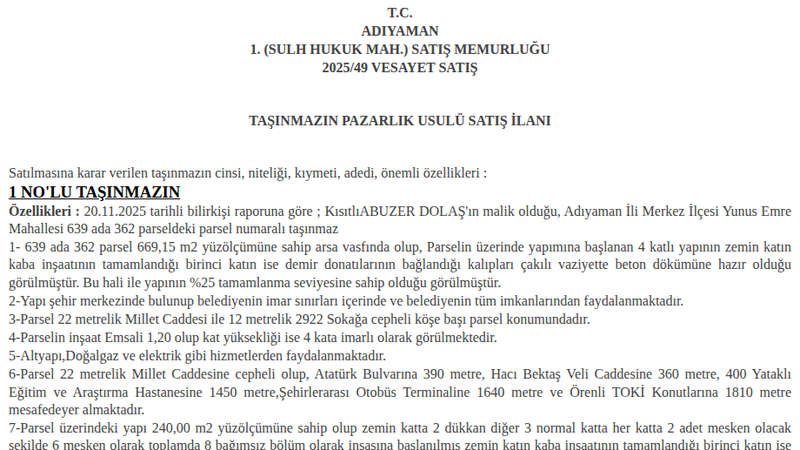 Konut - ADIYAMAN MERKEZ - 669,15 m²