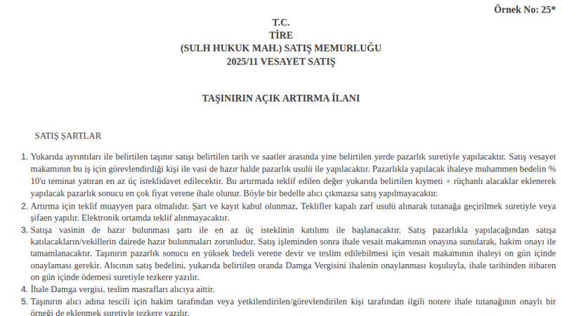 Satılık Otomobil 35D2389 - İzmir Tire
