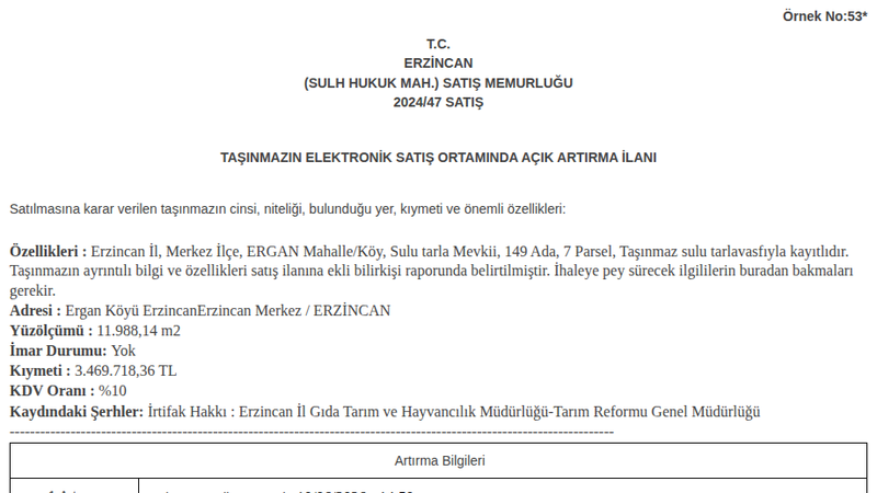 Arsa/Arazi - ERZİNCAN MERKEZ - 988,14 m²