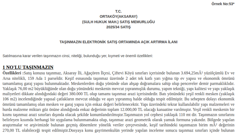 Satılık Konut - Aksaray Ağaçören