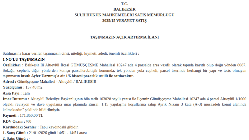 Konut - BALIKESİR ALTIEYLÜL - 137,48 m²
