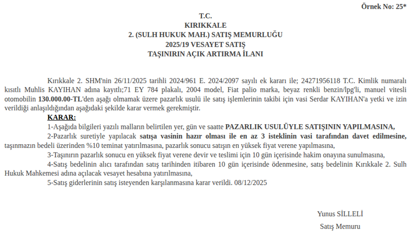 Satılık Fiat Palio 2004 - Kırıkkale Tarihli