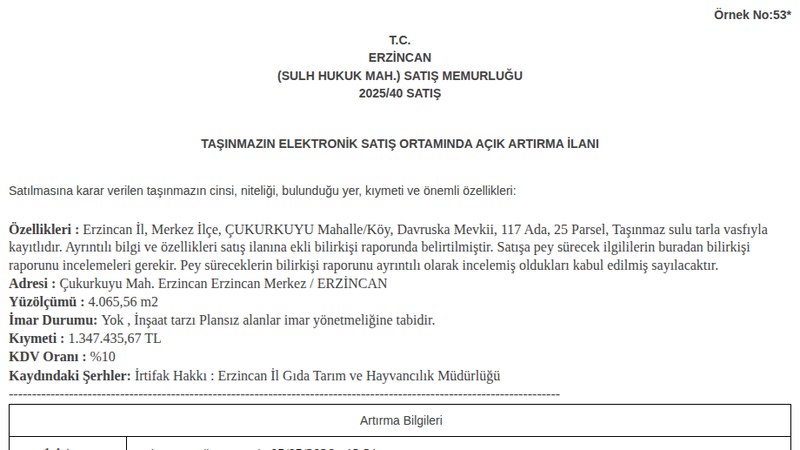 Arsa/Arazi - ERZİNCAN MERKEZ - 65,56 m²