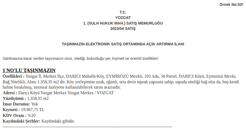 Arsa/Arazi - YOZGAT MERKEZ - 358,35 m²
