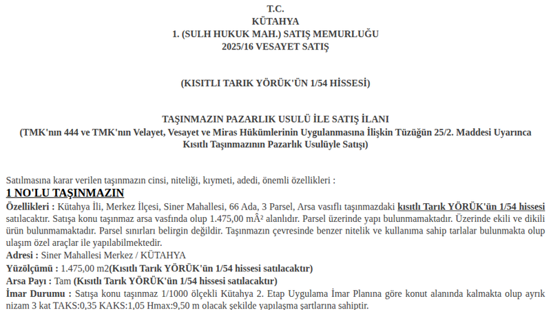 Konut - KÜTAHYA MERKEZ - 475 m²