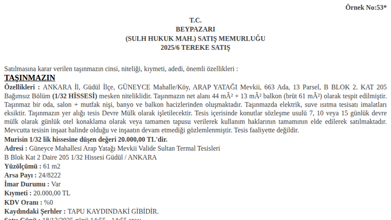Satılık Daire - Ankara Güdül