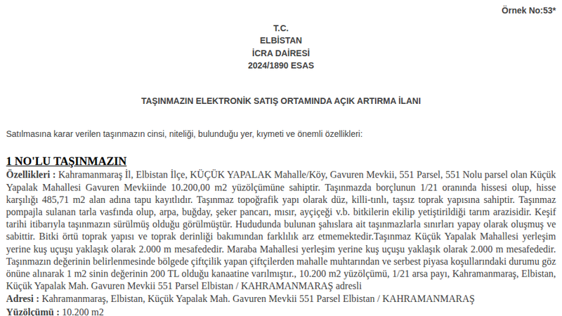 Arsa/Arazi - KAHRAMANMARAŞ ELBİSTAN - 200 m²
