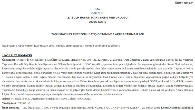 Satılık Arsa/Arazi - Kocaeli Gölcük