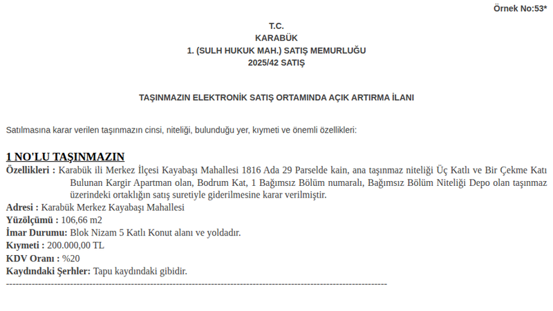 Satılık Konut - Karabük Merkez