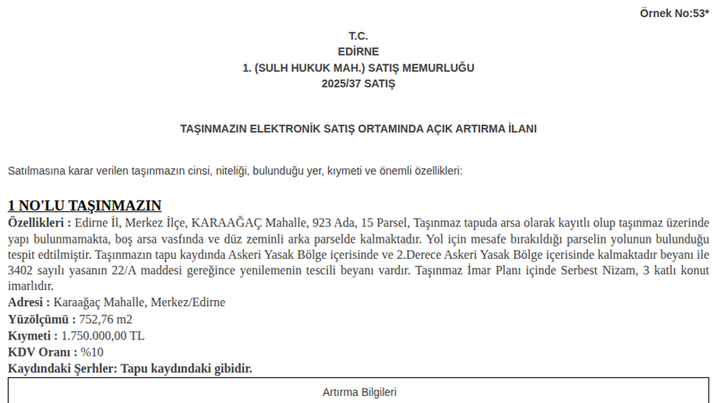 Konut - EDİRNE MERKEZ - 752,76 m²