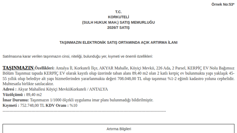 Konut - ANTALYA KORKUTELİ - 89,40 m²