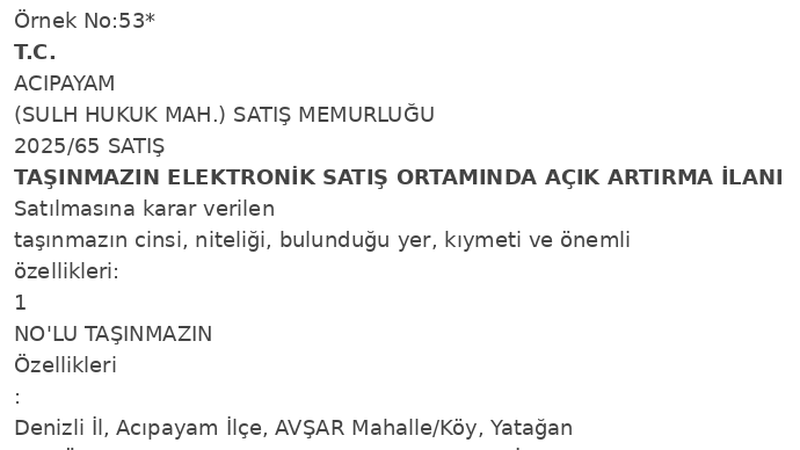 Arsa/Arazi - DENİZLİ ACIPAYAM - 240 m²