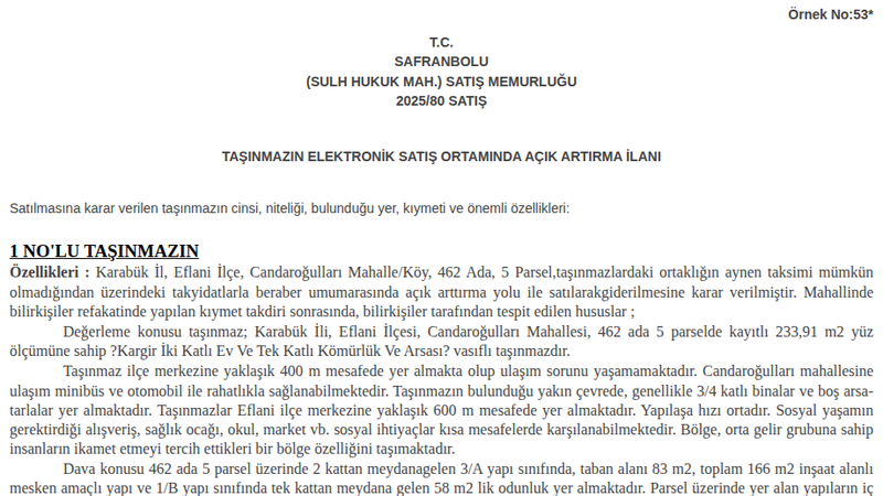 Satılık Konut - Karabük Eflani
